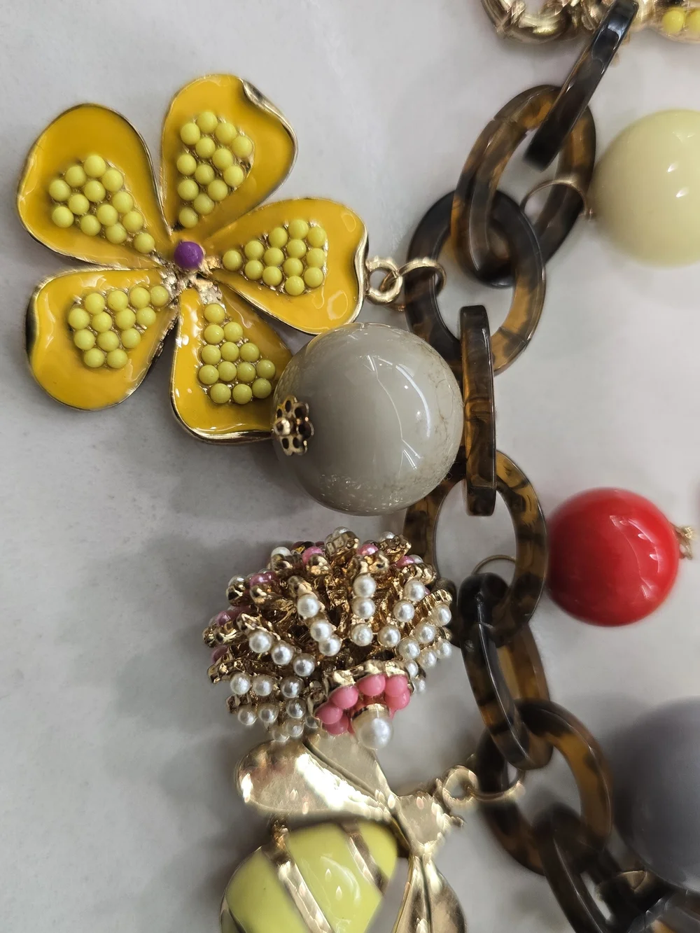 Betsey Johnson Yellow Floral & Multicolor Charm Bracelet